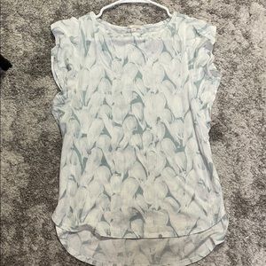 Gap XS Green and White Floral Top